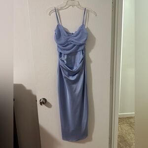 HouseofCB Sky blue corset draped midi dress